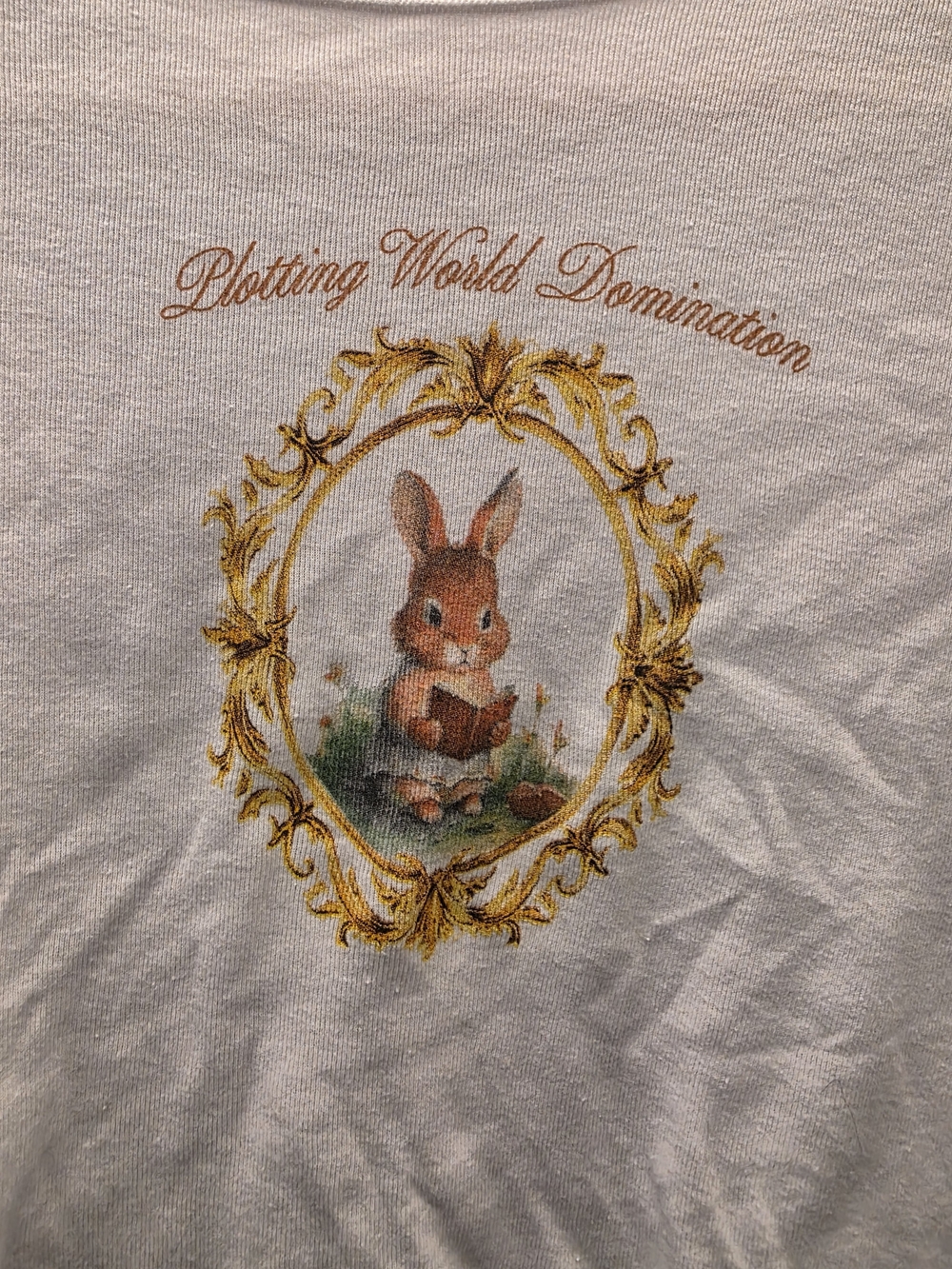 Ripple Junction White Short Sleeve Tee with Gold Framed Bunny Graphic
